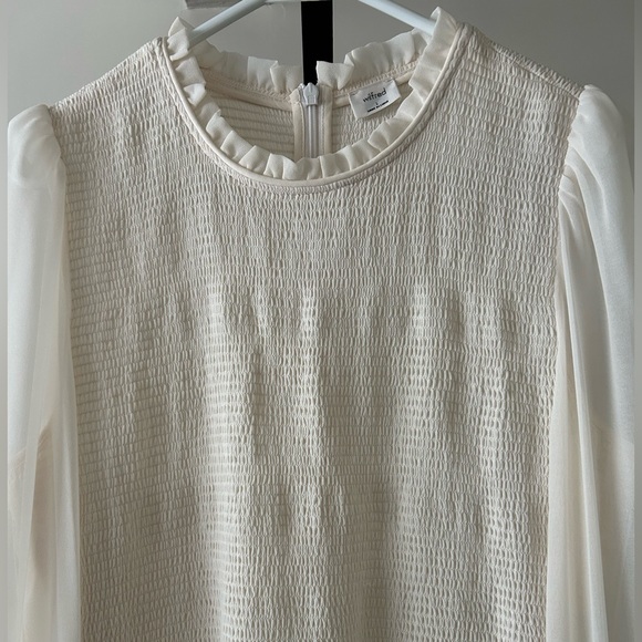 Aritzia Wilfred Rosalyn Smocked Tiered Midi Dress, Size large. - Picture 3 of 10